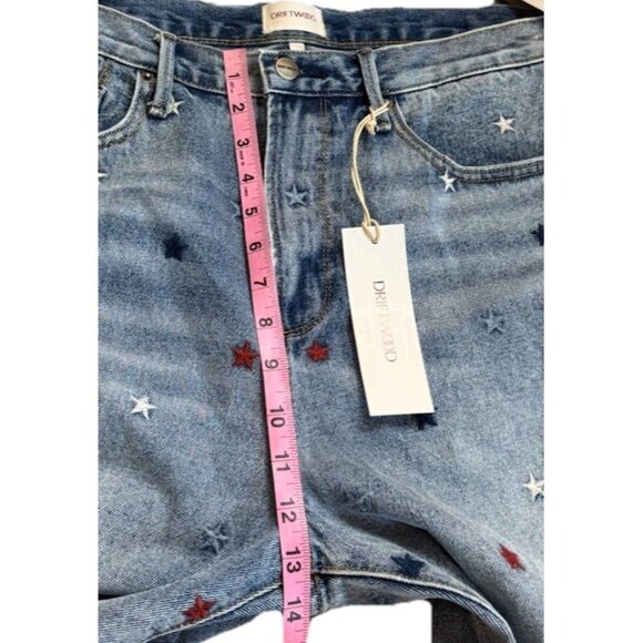 Driftwood Size 33 Women’s Denim Shorts Star Embroidered Cutoff NWT $128 - Picture 12 of 13